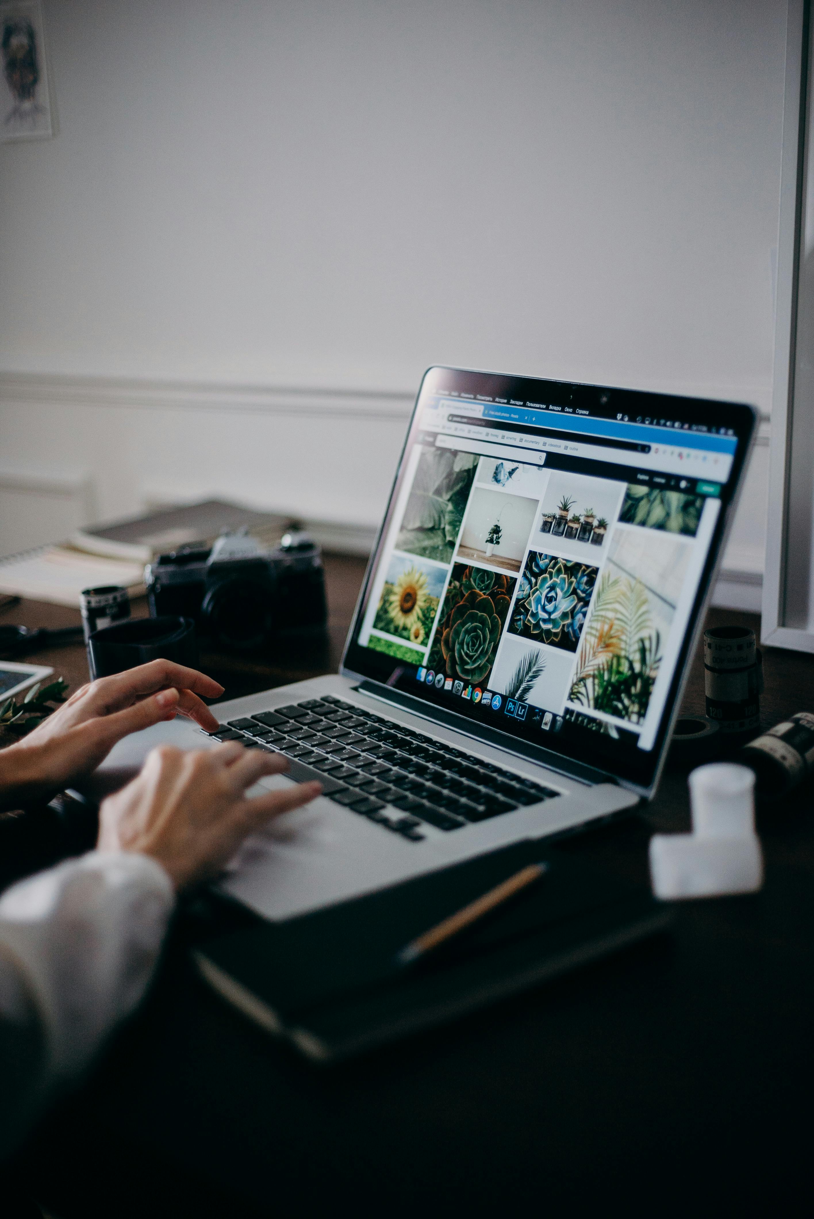 Professional web design workspace with modern equipment